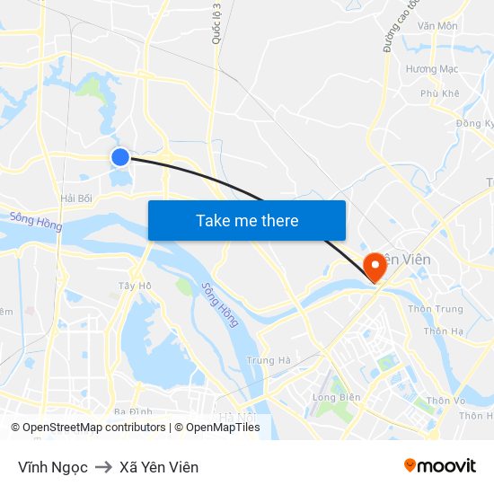 Vĩnh Ngọc to Xã Yên Viên map