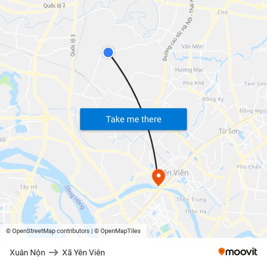 Xuân Nộn to Xã Yên Viên map