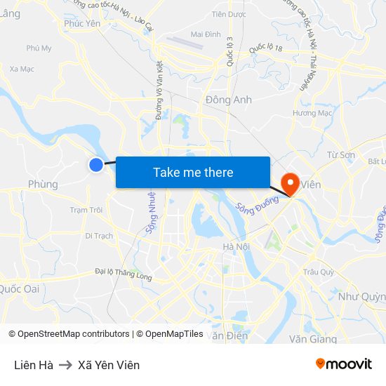 Liên Hà to Xã Yên Viên map