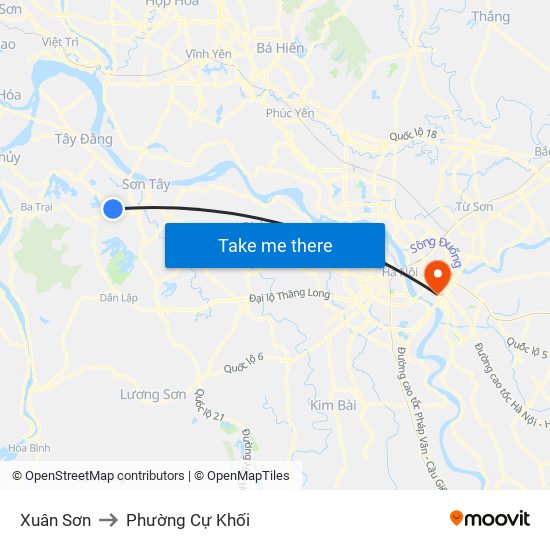 Xuân Sơn to Phường Cự Khối map