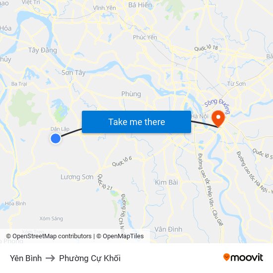 Yên Bình to Phường Cự Khối map