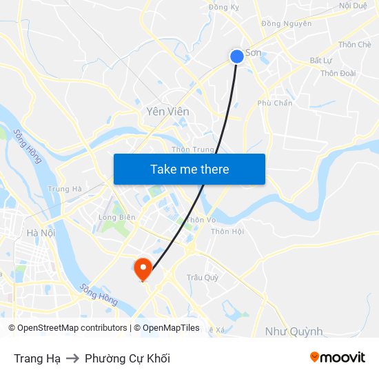 Trang Hạ to Phường Cự Khối map