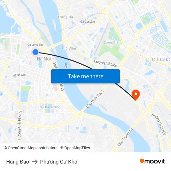 Hàng Đào to Phường Cự Khối map