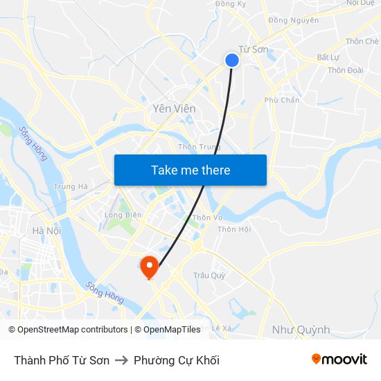 Thành Phố Từ Sơn to Phường Cự Khối map