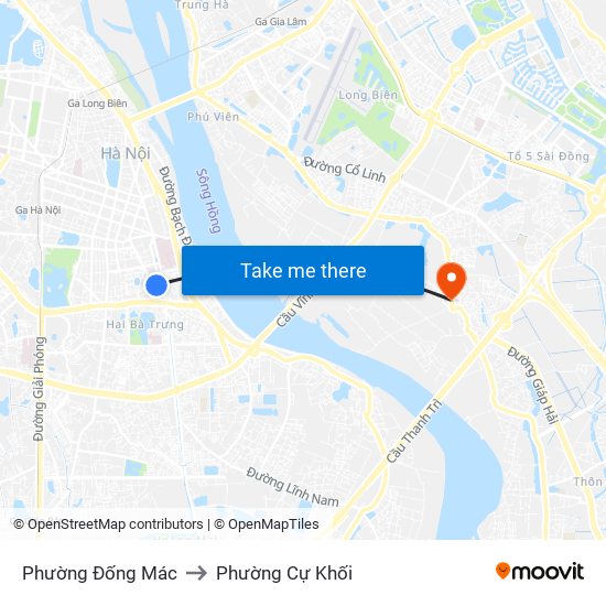 Phường Đống Mác to Phường Cự Khối map