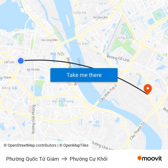 Phường Quốc Tử Giám to Phường Cự Khối map