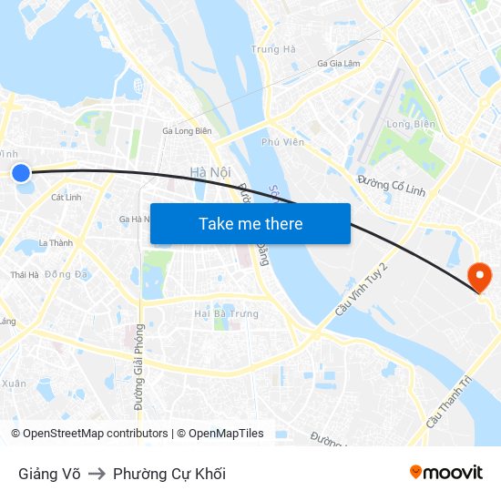 Giảng Võ to Phường Cự Khối map