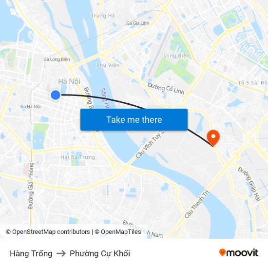 Hàng Trống to Phường Cự Khối map