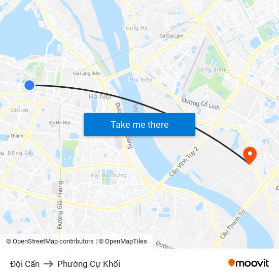 Đội Cấn to Phường Cự Khối map