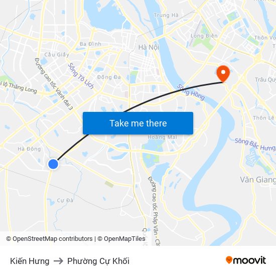 Kiến Hưng to Phường Cự Khối map