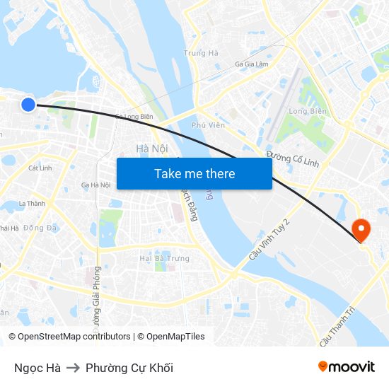 Ngọc Hà to Phường Cự Khối map