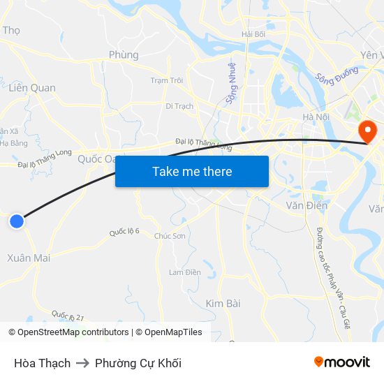 Hòa Thạch to Phường Cự Khối map