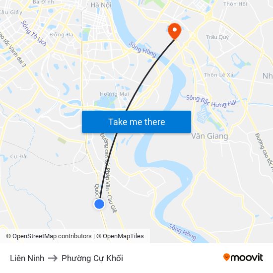 Liên Ninh to Phường Cự Khối map