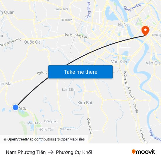 Nam Phương Tiến to Phường Cự Khối map