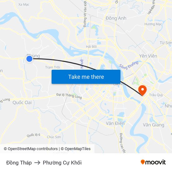 Đồng Tháp to Phường Cự Khối map