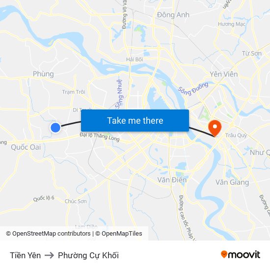 Tiền Yên to Phường Cự Khối map