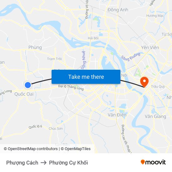 Phượng Cách to Phường Cự Khối map