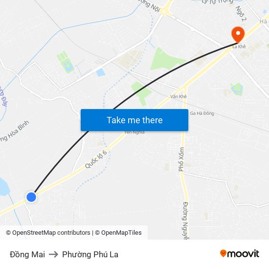 Đồng Mai to Phường Phú La map