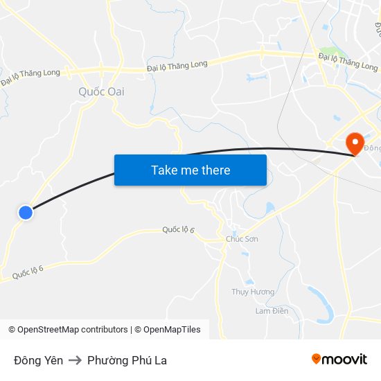 Đông Yên to Phường Phú La map