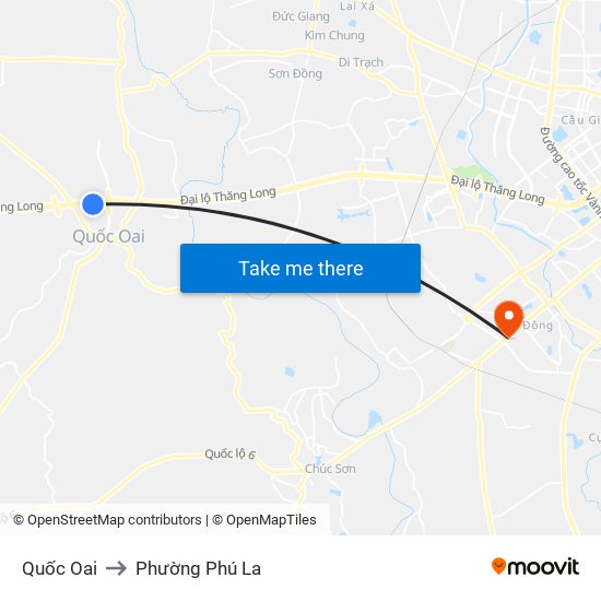 Quốc Oai to Phường Phú La map