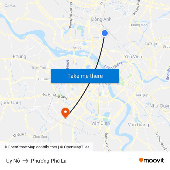 Uy Nỗ to Phường Phú La map