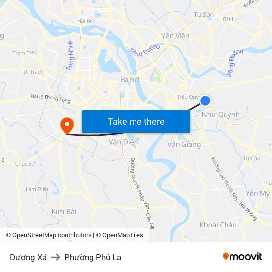 Dương Xá to Phường Phú La map