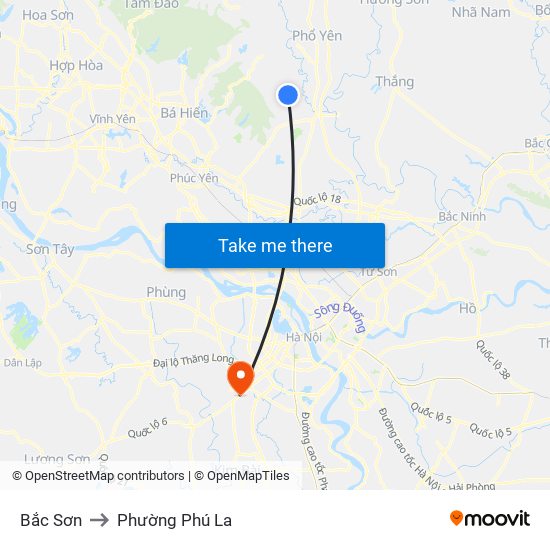 Bắc Sơn to Phường Phú La map