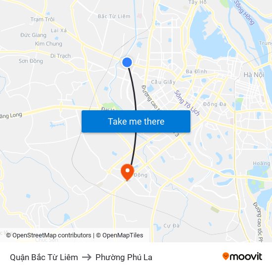 Quận Bắc Từ Liêm to Phường Phú La map