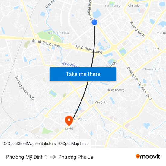 Phường Mỹ Đình 1 to Phường Phú La map