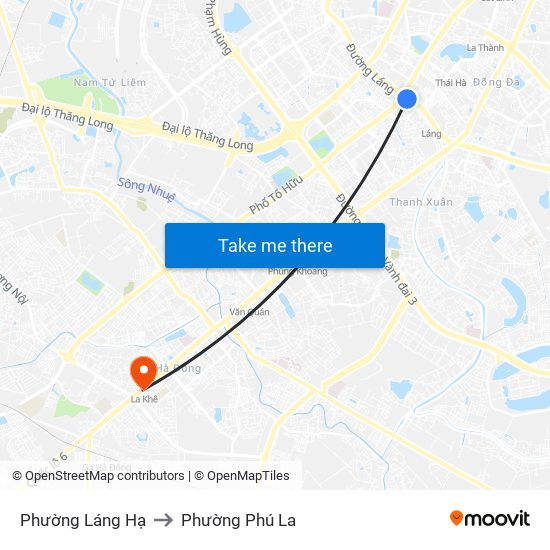 Phường Láng Hạ to Phường Phú La map