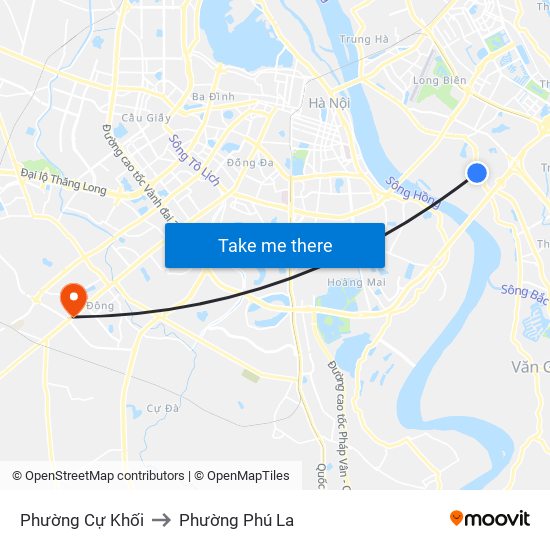 Phường Cự Khối to Phường Phú La map