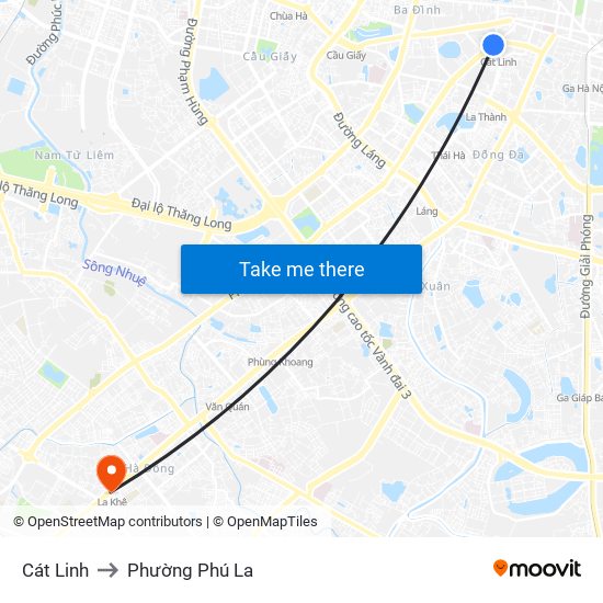 Cát Linh to Phường Phú La map