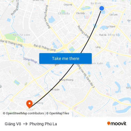 Giảng Võ to Phường Phú La map