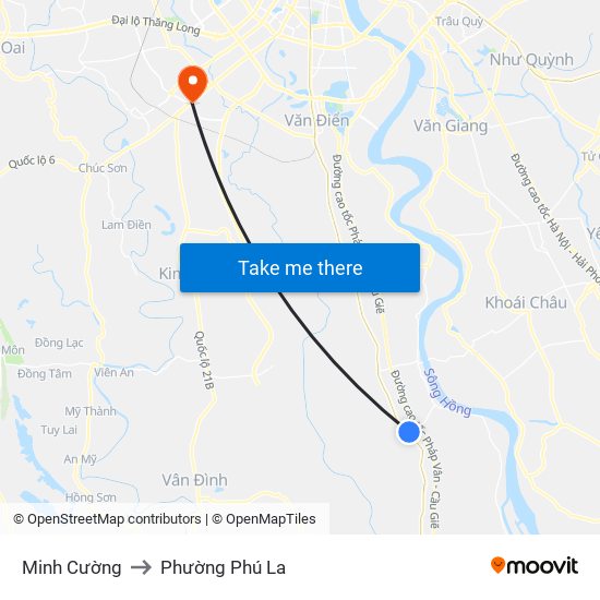Minh Cường to Phường Phú La map