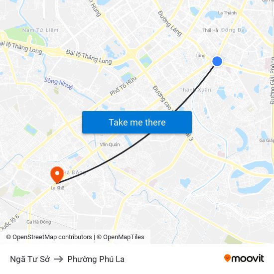 Ngã Tư Sở to Phường Phú La map