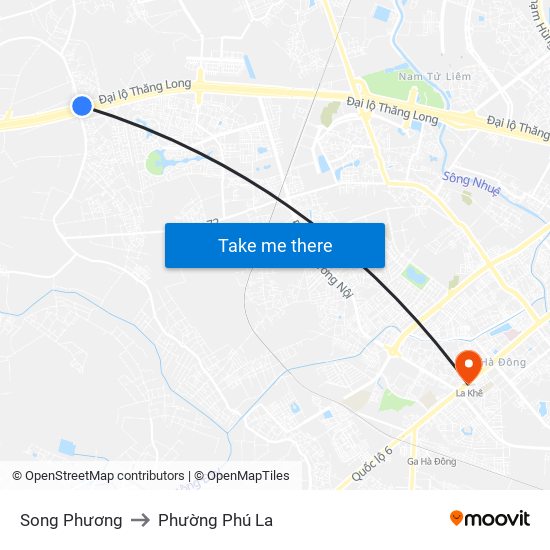 Song Phương to Phường Phú La map