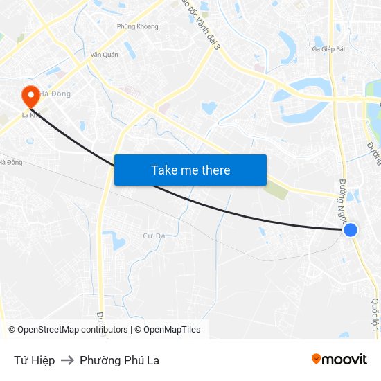 Tứ Hiệp to Phường Phú La map