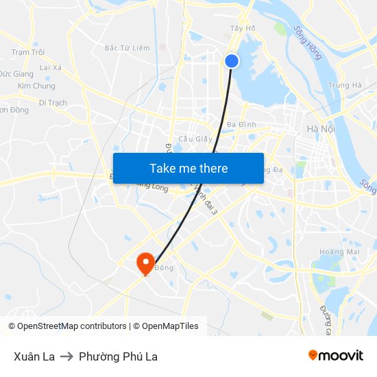 Xuân La to Phường Phú La map