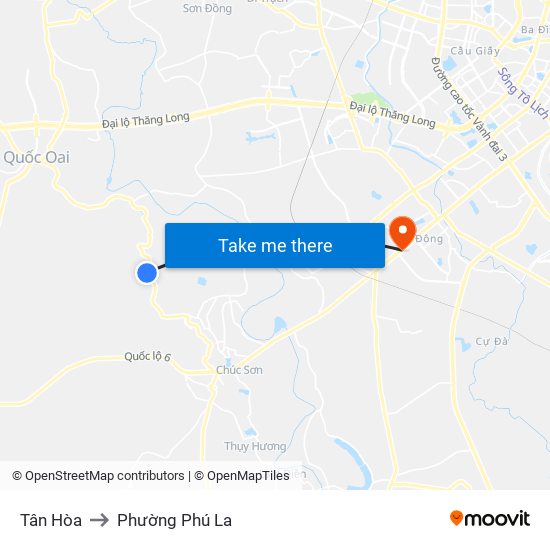 Tân Hòa to Phường Phú La map