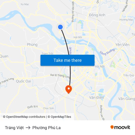 Tráng Việt to Phường Phú La map