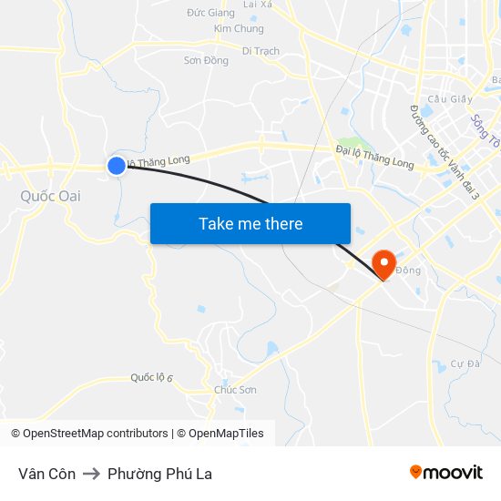 Vân Côn to Phường Phú La map