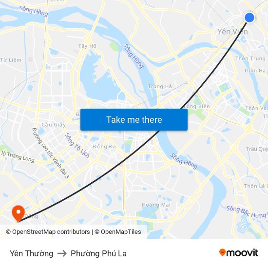 Yên Thường to Phường Phú La map