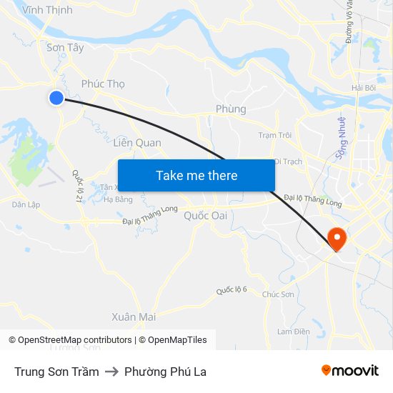 Trung Sơn Trầm to Phường Phú La map