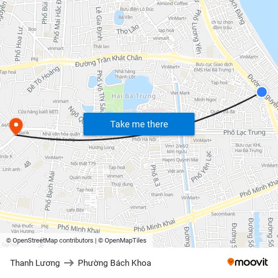 Thanh Lương to Phường Bách Khoa map