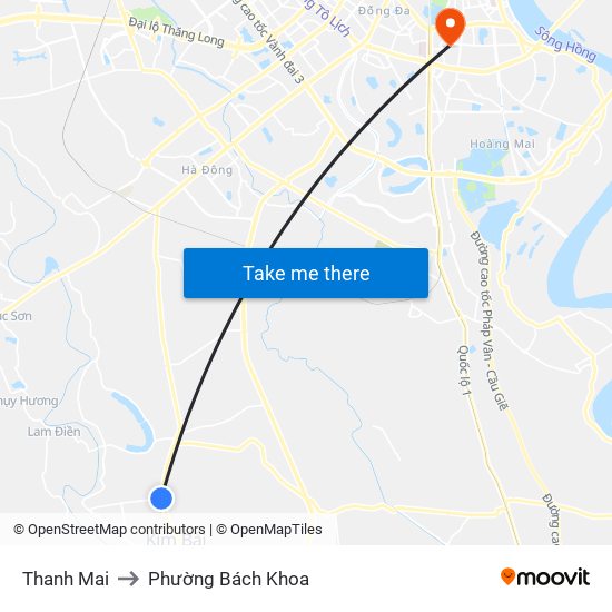 Thanh Mai to Phường Bách Khoa map