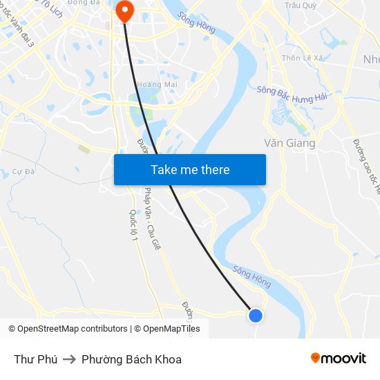 Thư Phú to Phường Bách Khoa map