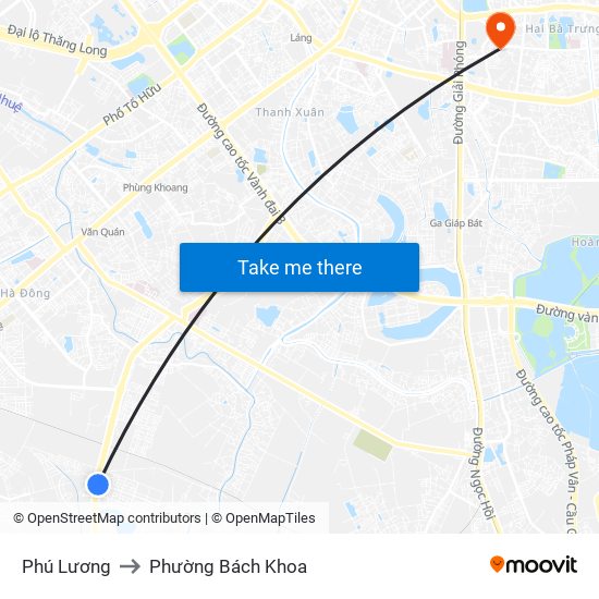 Phú Lương to Phường Bách Khoa map