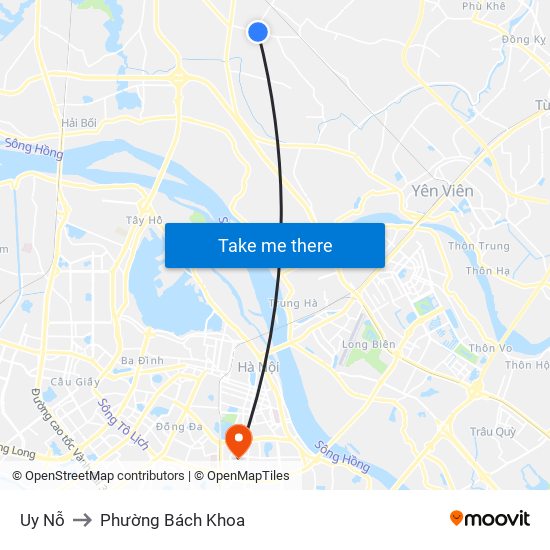 Uy Nỗ to Phường Bách Khoa map