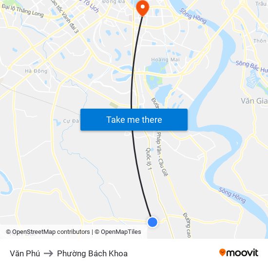 Văn Phú to Phường Bách Khoa map