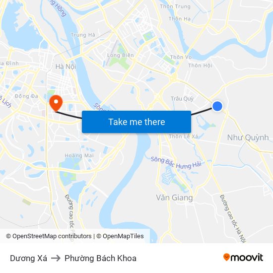 Dương Xá to Phường Bách Khoa map